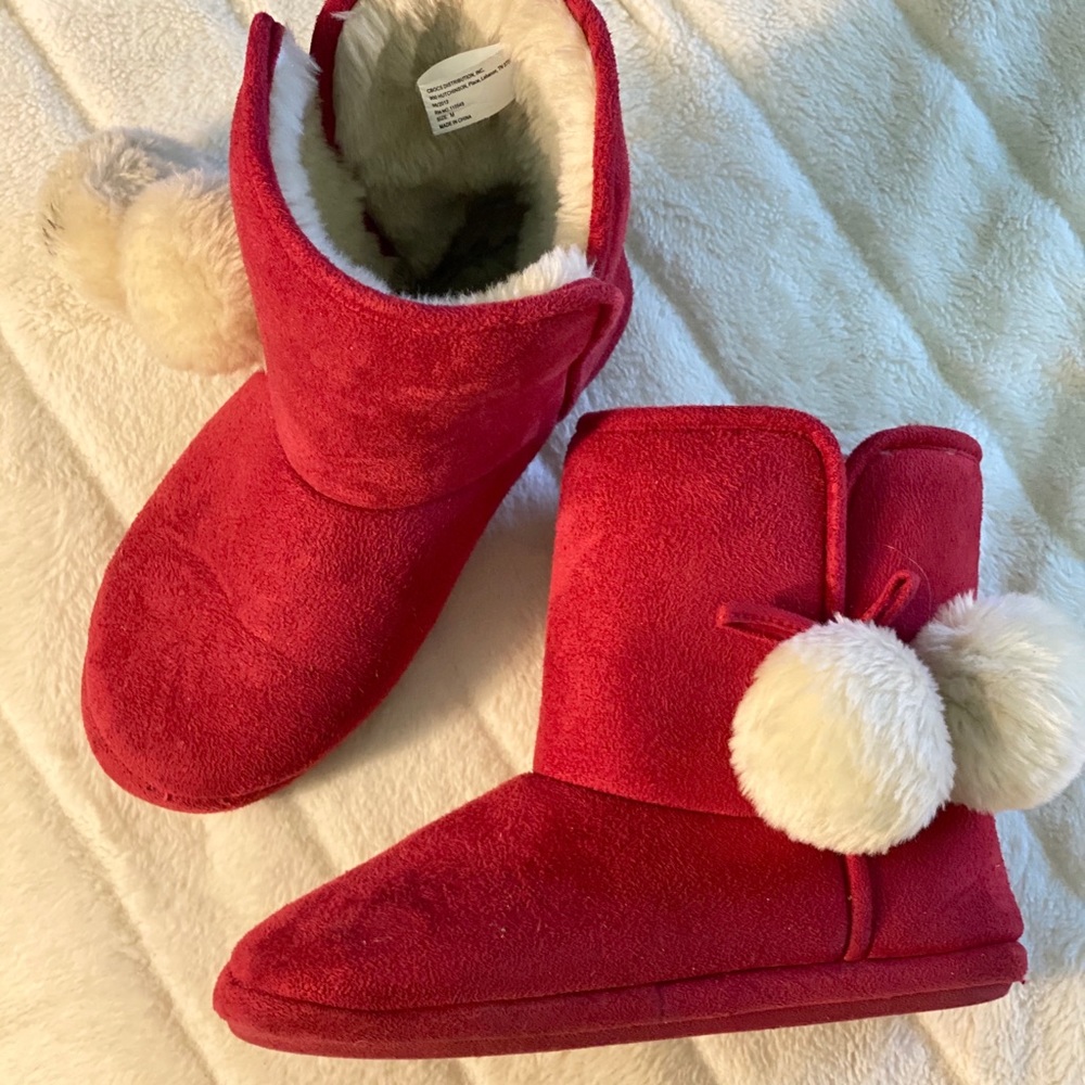 Red Fluffy Booties
